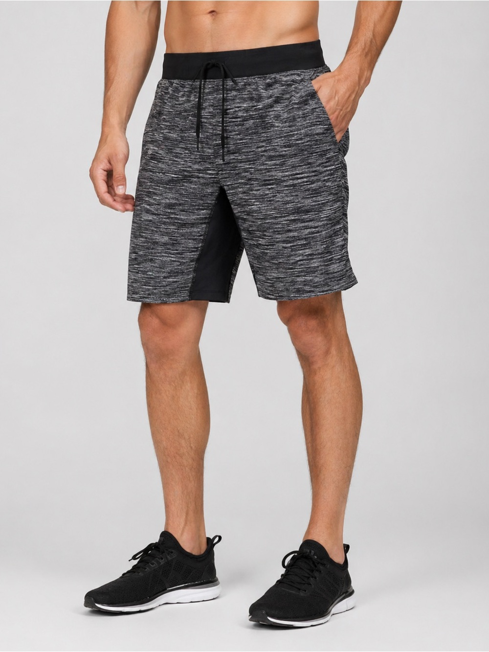 Lululemon Men’s Lined Shorts Size L 9” Heather Black Gray Gym Running T.H.E.